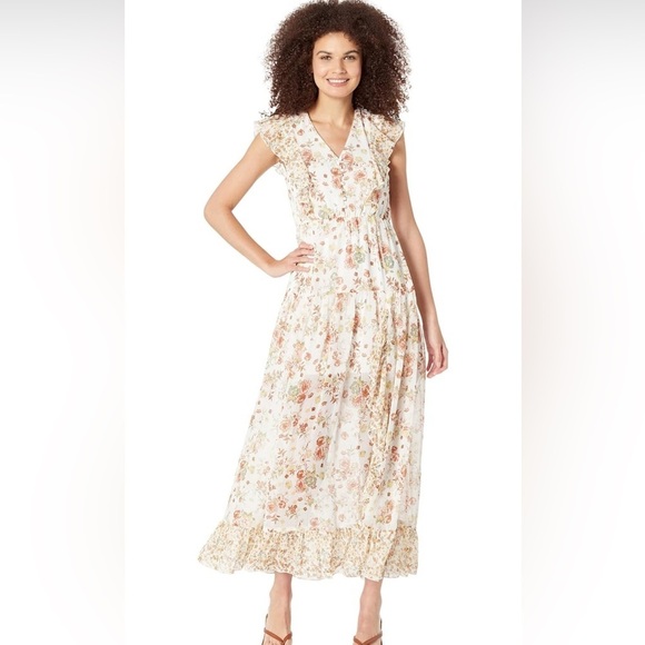 Miss Me Floral Ruffle Maxi Dress Size Medium - Picture 1 of 14